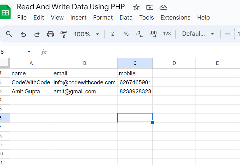 New Row Inserted In Google Sheet API