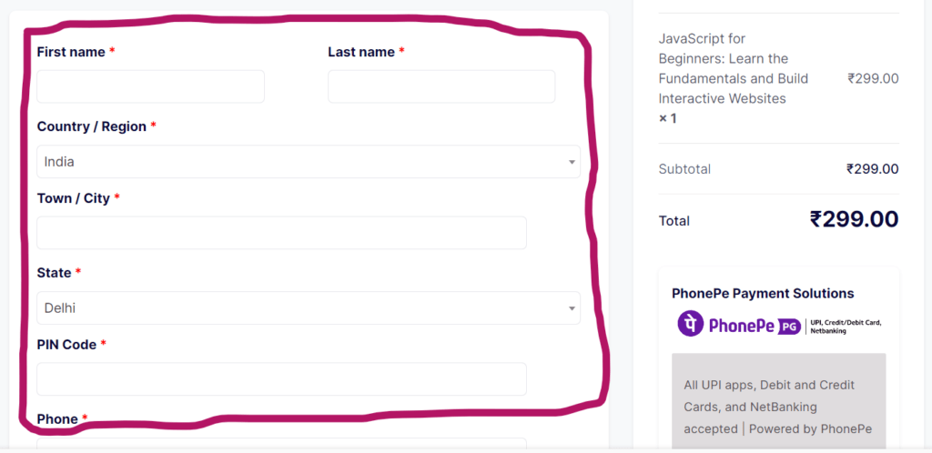 code with code disable address field